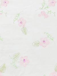 White/Amaranth Pink/Medium Spring Bud Cotton/Lycra Embroidered Floral Stretch Poplin Shirting 49W