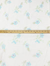 White/Caribbean Blue/June Bud Green Cotton/Lycra Embroidered Floral Stretch Poplin Shirting 49W