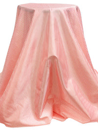 Coral/Off-White 100% Polyester Vertical Stripe Lining 58W