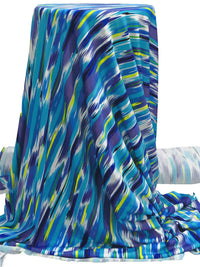 Dusty Purple/Pacific Blue/Dark Blue/Multi Nylon/Lycra Abstract Print Jersey Knit 56W