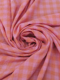 Tangerine/Taffy Pink 100% Cotton Yarn-Dyed Plaid Gauze - NY Designer - 53W