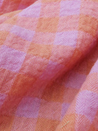 Tangerine/Taffy Pink 100% Cotton Yarn-Dyed Plaid Gauze - NY Designer - 53W