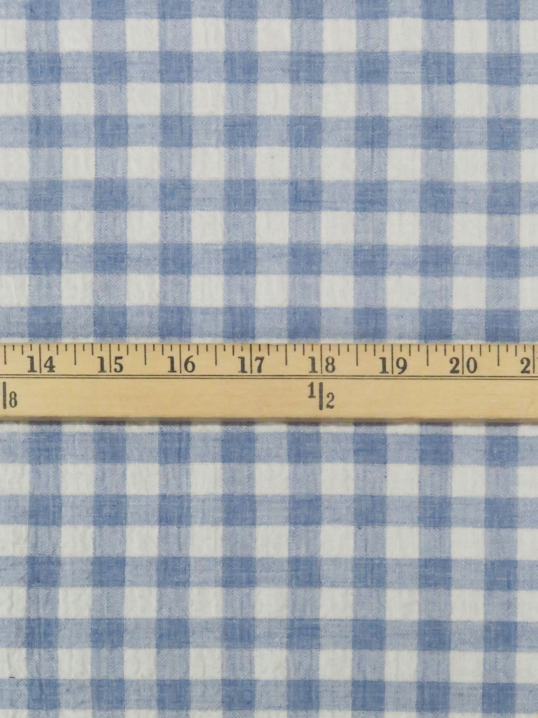 Pale Cornflower/Rice White 100% Cotton Yarn-Dyed Plaid Gauze - NY Designer - 52W