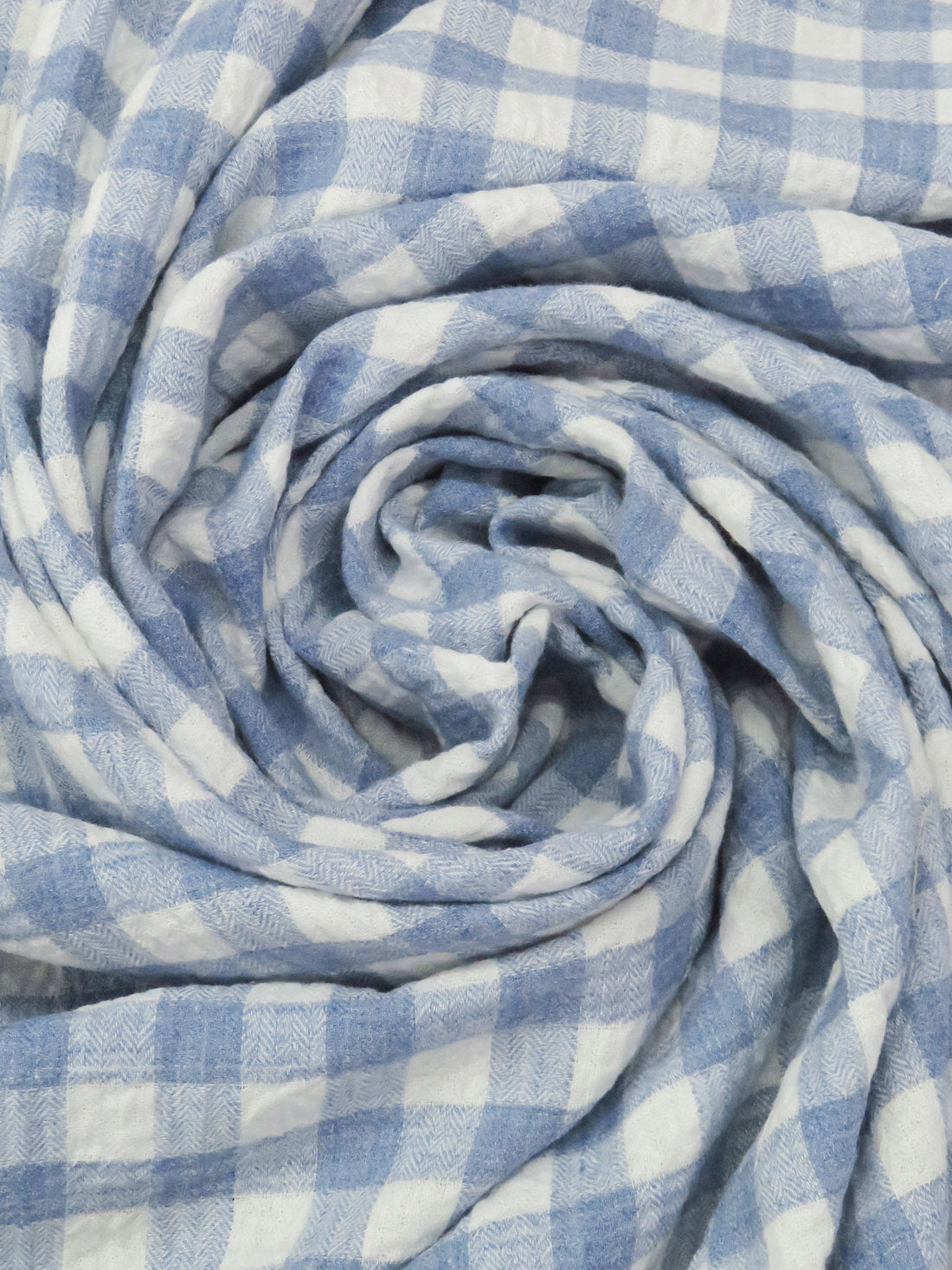 Pale Cornflower/Rice White 100% Cotton Yarn-Dyed Plaid Gauze - NY Designer - 52W