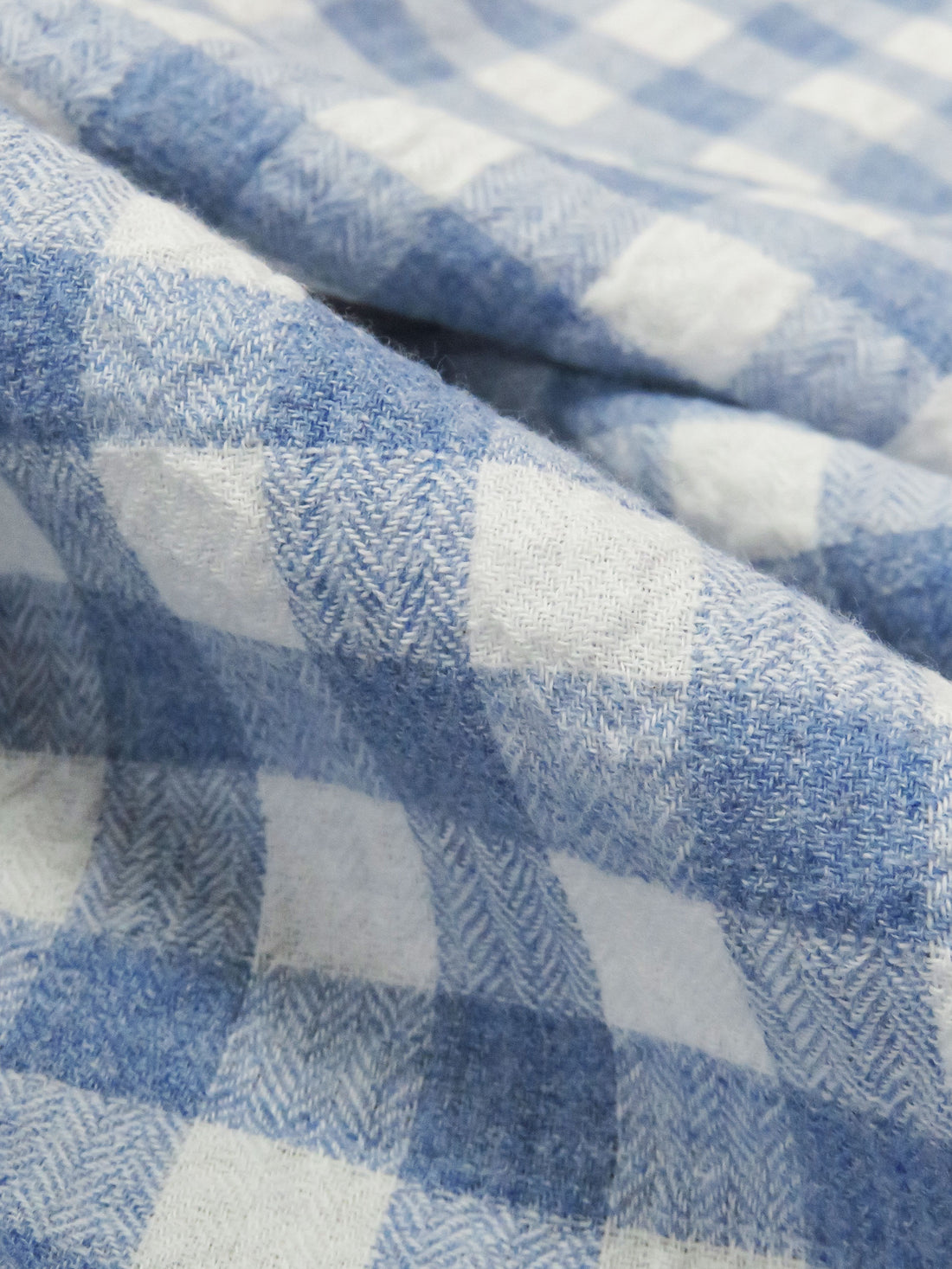 Pale Cornflower/Rice White 100% Cotton Yarn-Dyed Plaid Gauze - NY Designer - 52W