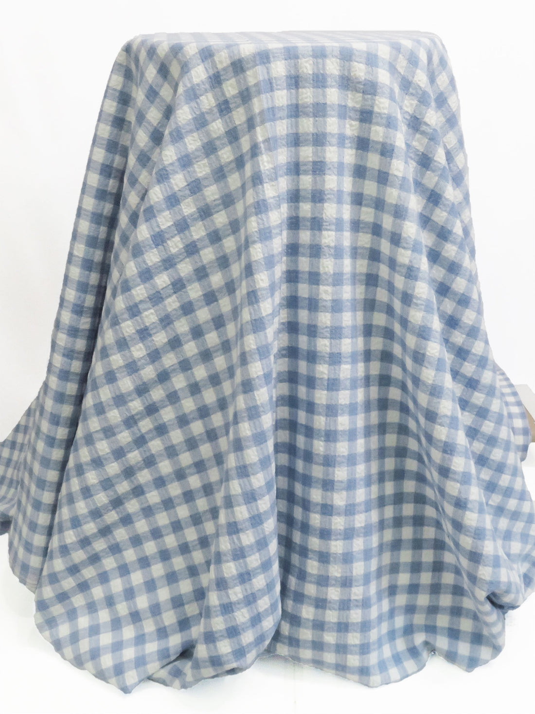 Pale Cornflower/Rice White 100% Cotton Yarn-Dyed Plaid Gauze - NY Designer - 52W