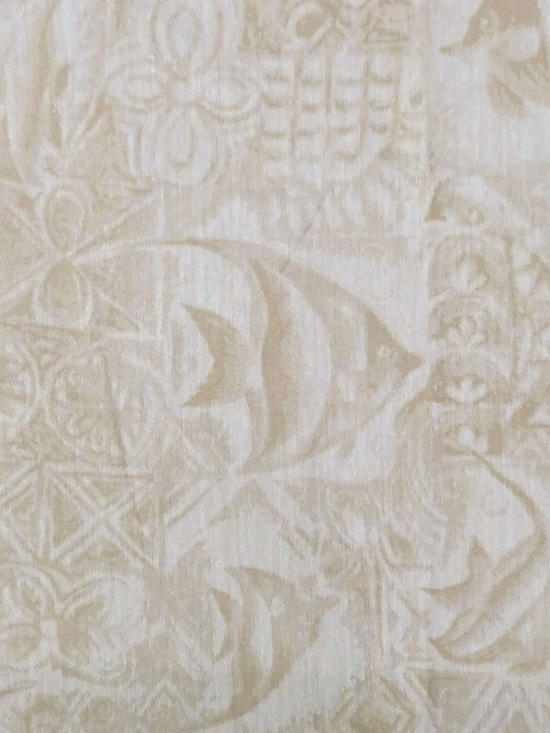 Sandy Beige/Off-White Polyester/Cotton Fish Tile Jacquard Weave Shirting - NY Designer - 54W