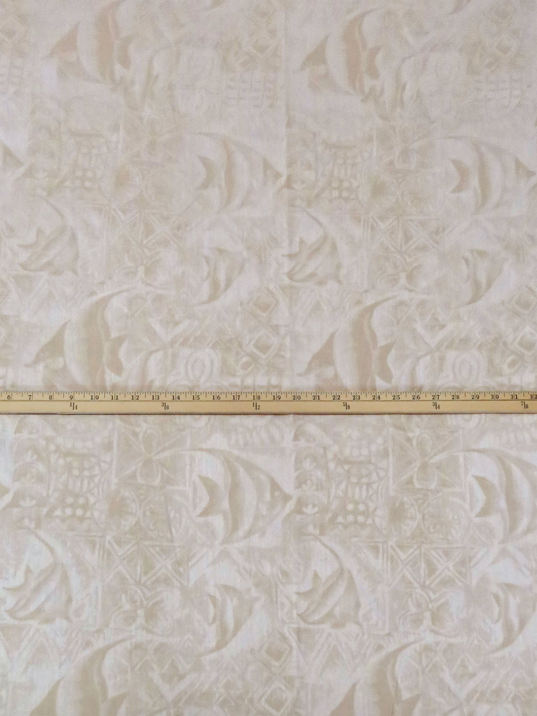 Sandy Beige/Off-White Polyester/Cotton Fish Tile Jacquard Weave Shirting - NY Designer - 54W