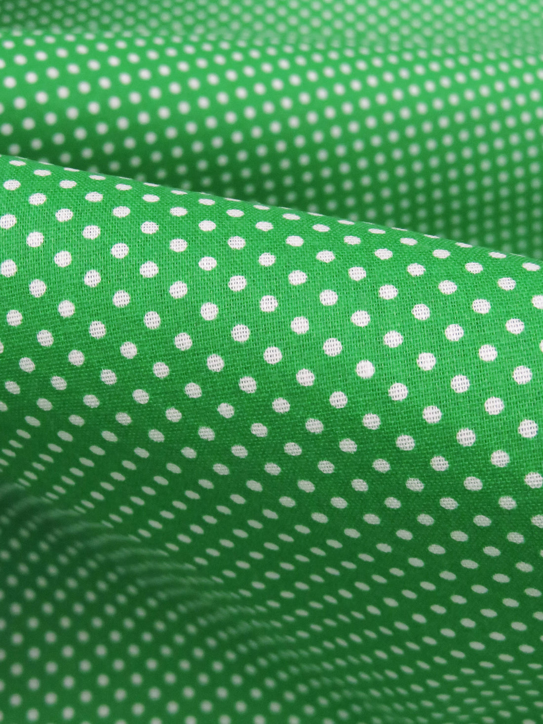 Clover Green/White Cotton/Polyester Mini Polka Dot Print Broadcloth 60W