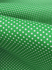 Clover Green/White Cotton/Polyester Mini Polka Dot Print Broadcloth 60W