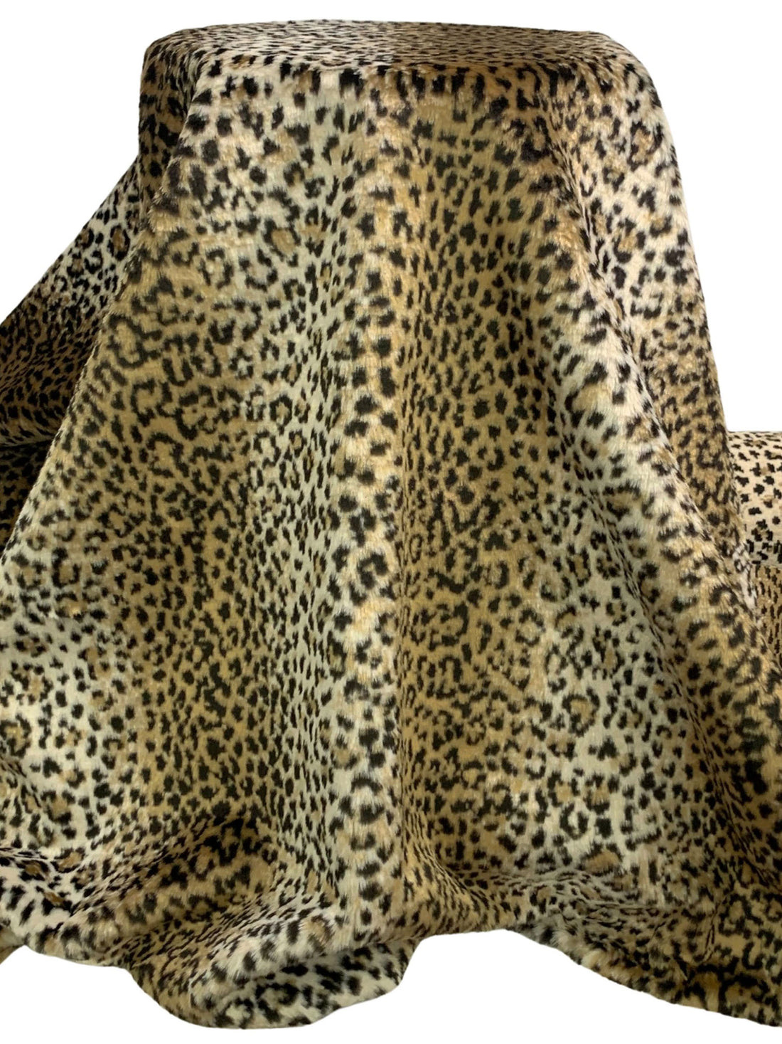 Dark Tan/Almond/Black 100% Polyester Vertical Animal Print Faux Fur - NY Designer - 62W