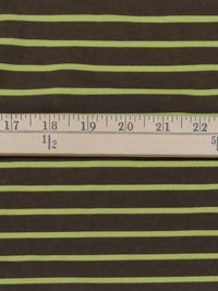 Dark Chocolate Brown/Pear Green Cotton/Lycra Horizontal Stripe Print Jersey Knit 70W