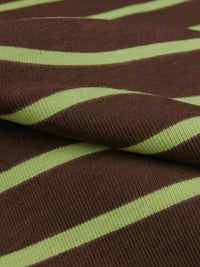 Dark Chocolate Brown/Pear Green Cotton/Lycra Horizontal Stripe Print Jersey Knit 70W