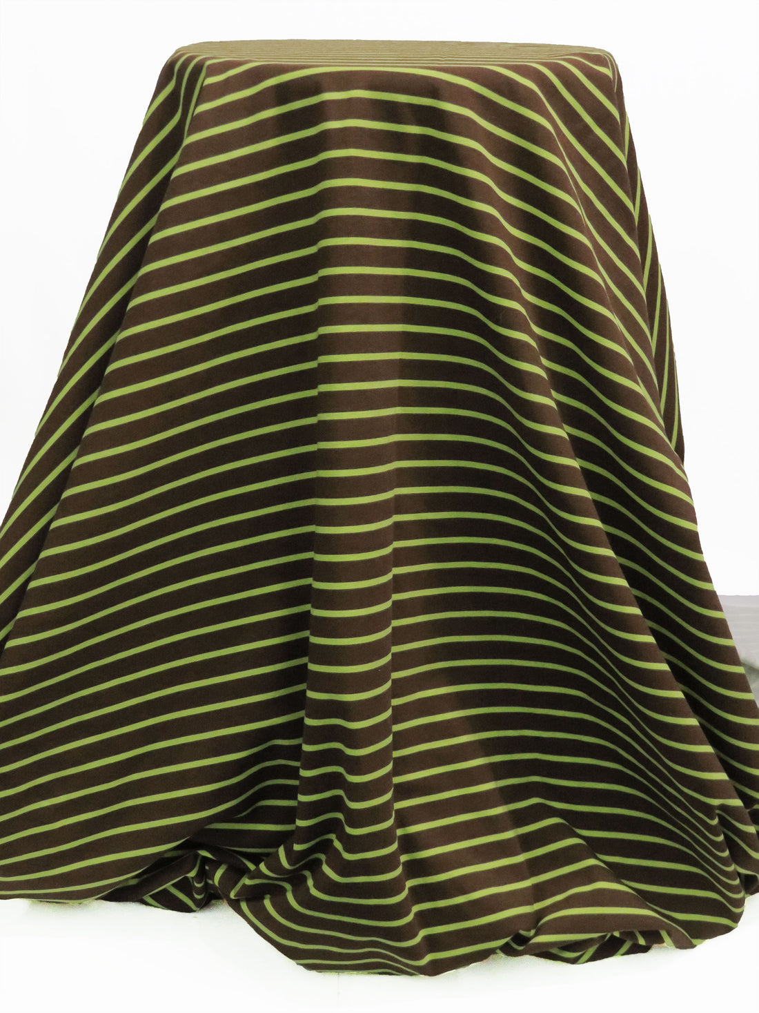 Dark Chocolate Brown/Pear Green Cotton/Lycra Horizontal Stripe Print Jersey Knit 70W