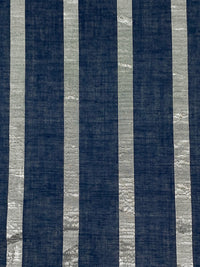 Prussian Blue/Silver Rayon/Metallic Vertical Stripe Voile 56W