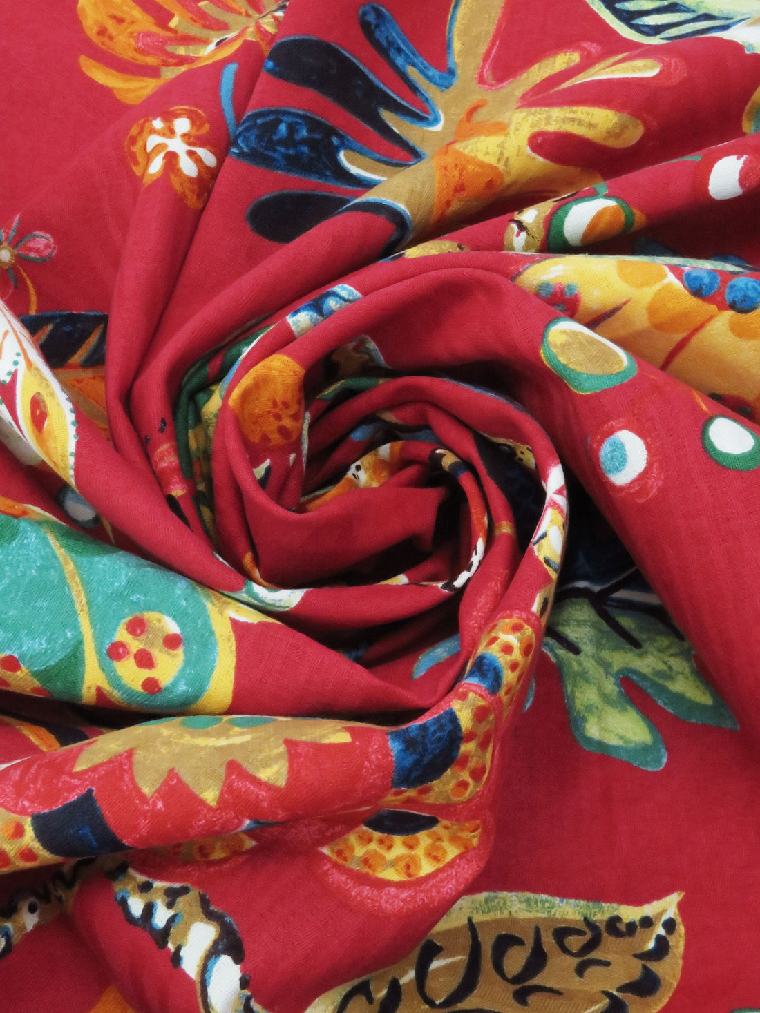 Red Currant/Seafoam/Dijon/Multi 100% Cotton Abstract Floral Print On Novelty Jacquard Weave Canvas 55W