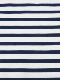 White/Deep Sapphire Blue Cotton/Lycra Horizontal Stripe Print Jersey Knit 72W