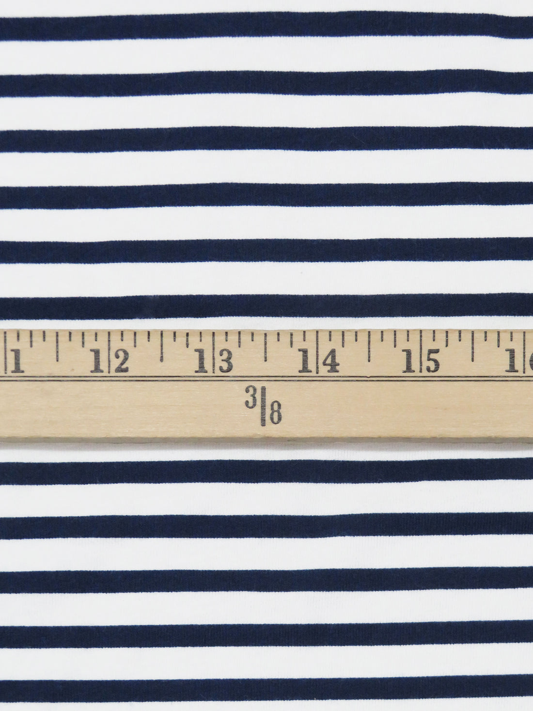 White/Deep Sapphire Blue Cotton/Lycra Horizontal Stripe Print Jersey Knit 72W