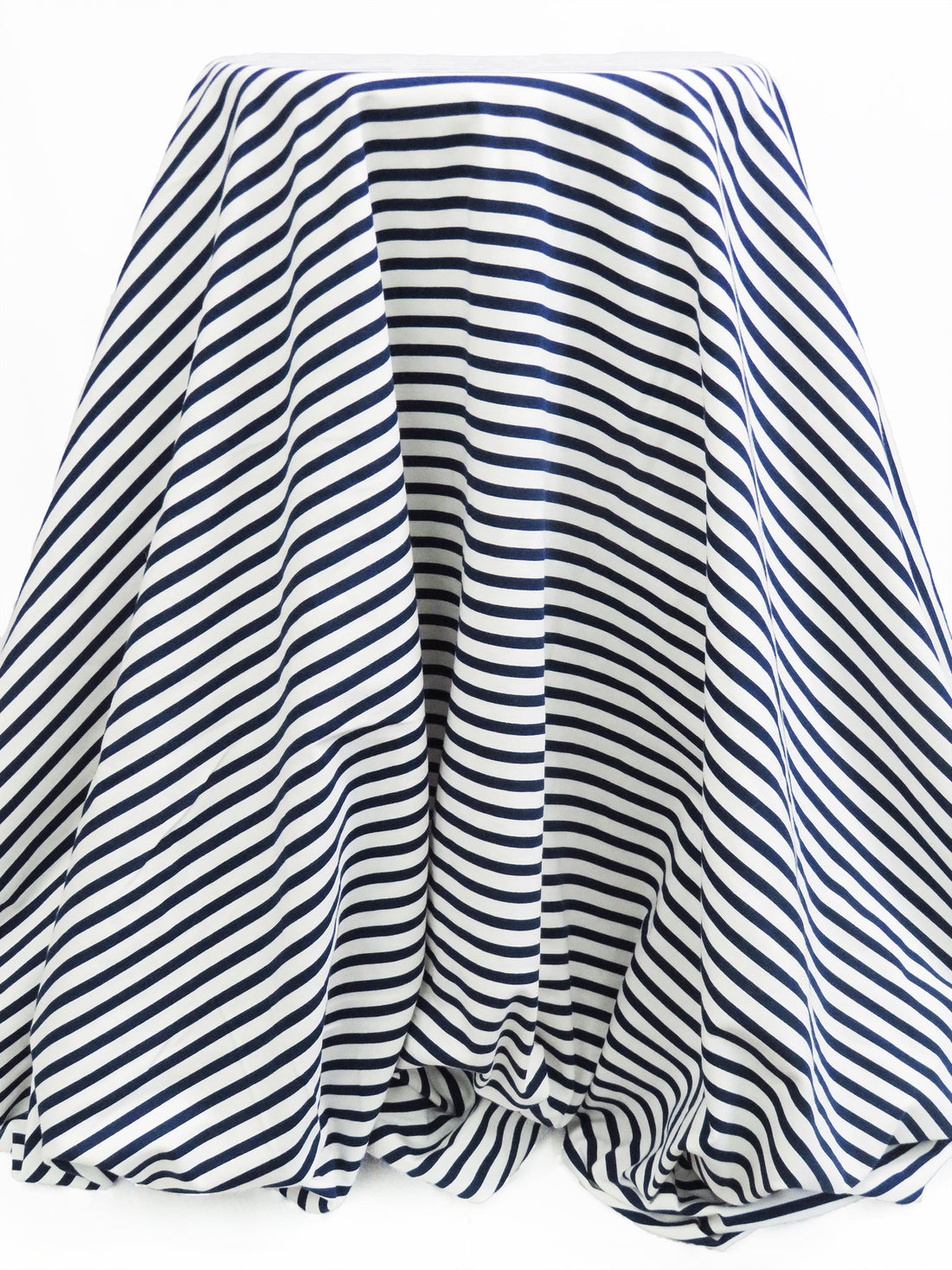 White/Deep Sapphire Blue Cotton/Lycra Horizontal Stripe Print Jersey Knit 72W