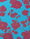 Pacific Blue/Berry Wine 100% Polyester Rose Jacquard Woven 59W