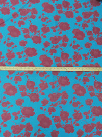 Pacific Blue/Berry Wine 100% Polyester Rose Jacquard Woven 59W