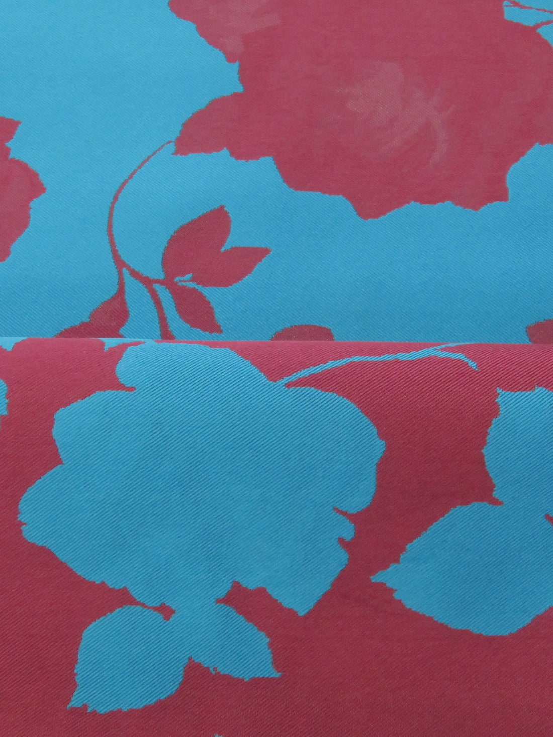 Pacific Blue/Berry Wine 100% Polyester Rose Jacquard Woven 59W