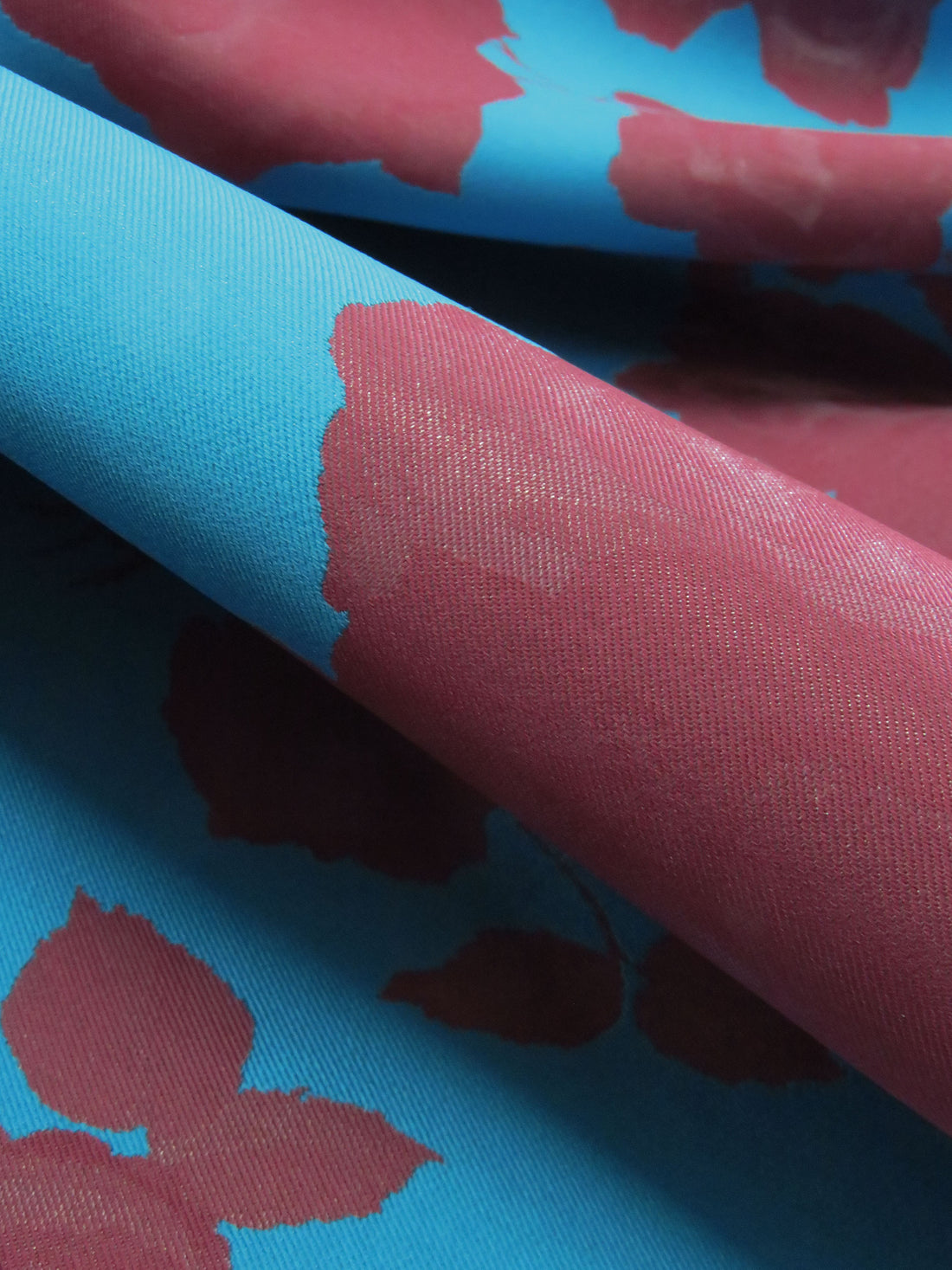 Pacific Blue/Berry Wine 100% Polyester Rose Jacquard Woven 59W