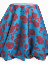 Pacific Blue/Berry Wine 100% Polyester Rose Jacquard Woven 59W
