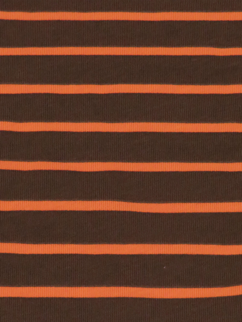 Coffee Bean/Deep Carrot Cotton/Lycra Horizontal Stripe Print Jersey Knit 70W