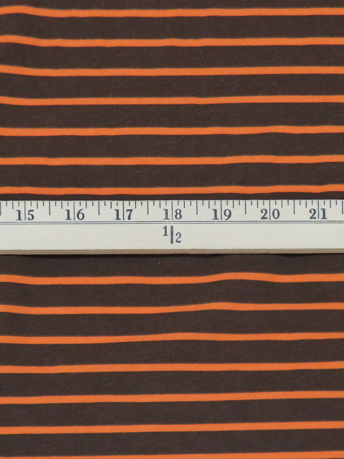 Coffee Bean/Deep Carrot Cotton/Lycra Horizontal Stripe Print Jersey Knit 70W