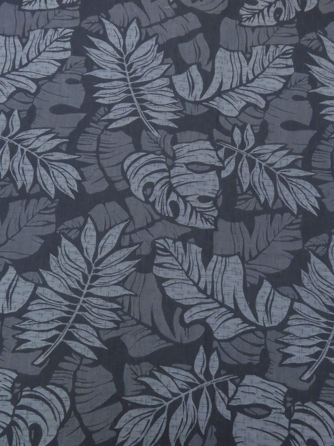 Denim Blue/Cloud Blue/Navy Cotton/Polyester Tropical Foliage Jacquard Shirting - NY Designer - 55W