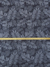 Denim Blue/Cloud Blue/Navy Cotton/Polyester Tropical Foliage Jacquard Shirting - NY Designer - 55W