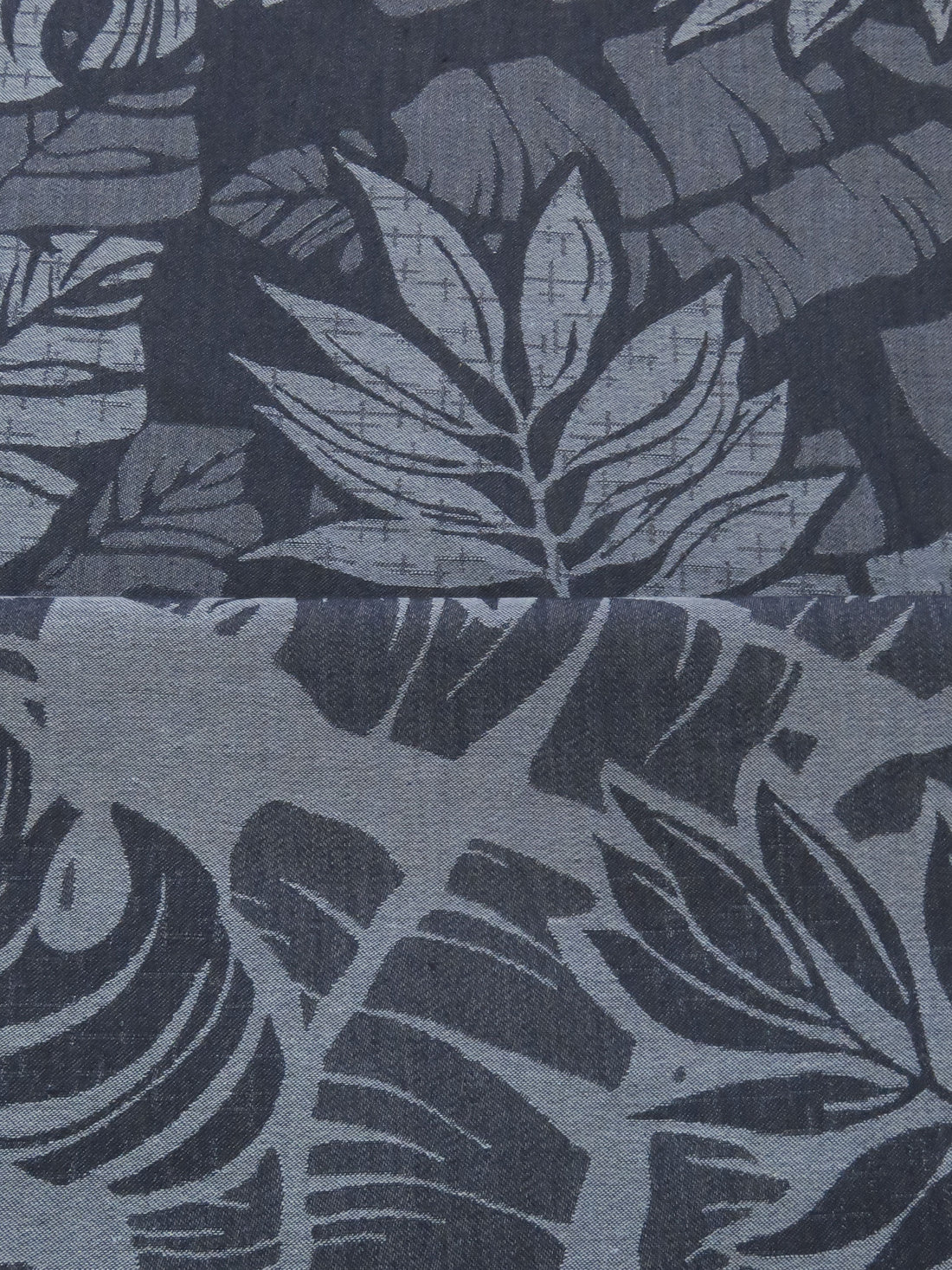 Denim Blue/Cloud Blue/Navy Cotton/Polyester Tropical Foliage Jacquard Shirting - NY Designer - 55W