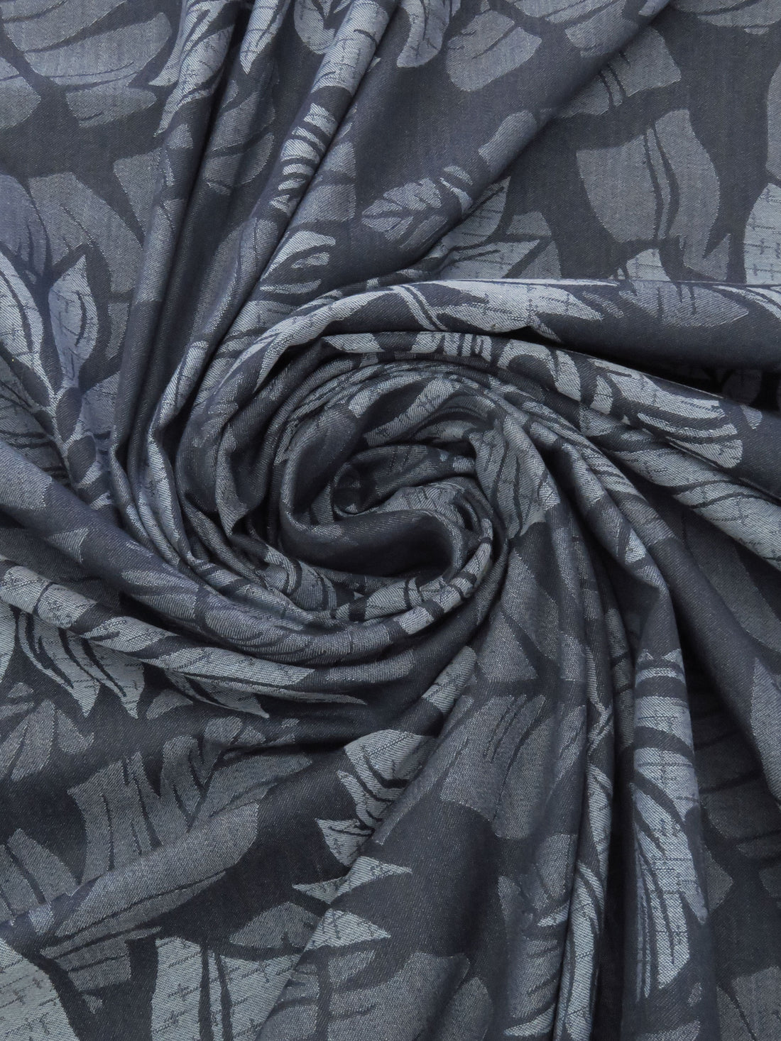 Denim Blue/Cloud Blue/Navy Cotton/Polyester Tropical Foliage Jacquard Shirting - NY Designer - 55W