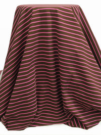 Coffee Bean/Raspberry Pink Cotton/Lycra Horizontal Stripe Print Jersey Knit 70W