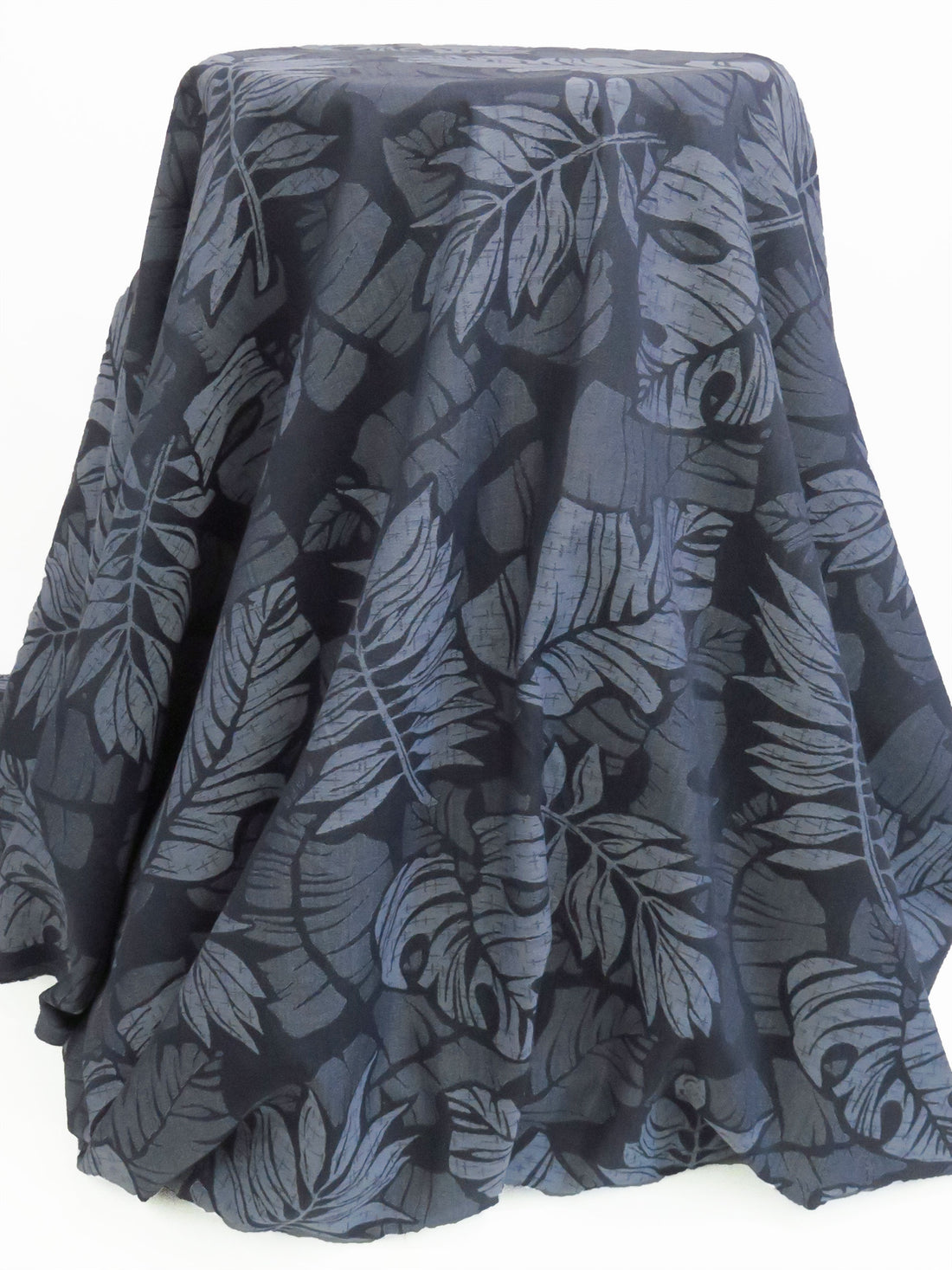 Denim Blue/Cloud Blue/Navy Cotton/Polyester Tropical Foliage Jacquard Shirting - NY Designer - 55W