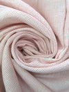 Off-White/Coral Pink 100% Linen Printed Grid Linen Suiting 58W