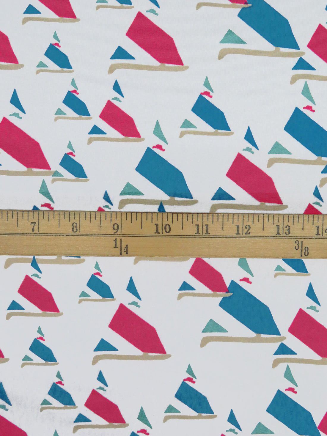 Rose Red/Teal/Light Green/Multi Boat Print Polyester/Lycra Jersey Knit 60W