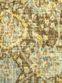 Wheat/Pullman Brown/Dark Sea Green/Multi 100% Polyester Distressed Traditional Medallion Print Chenille Woven 54W