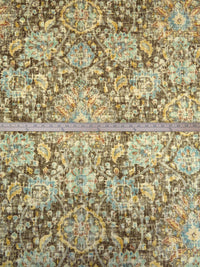 Wheat/Pullman Brown/Dark Sea Green/Multi 100% Polyester Distressed Traditional Medallion Print Chenille Woven 54W