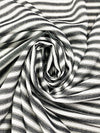 White/Black/Pale Gold Rayon/Metallic Horizontal Stripe Voile 56W