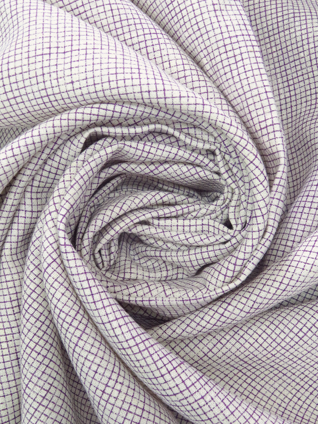 White/Dark Purple 100% Linen Printed Grid Linen Suiting 58W