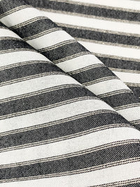 White/Black/Pale Gold Rayon/Metallic Horizontal Stripe Voile 56W