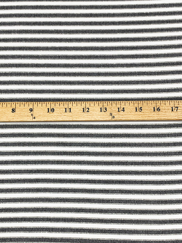 White/Black/Pale Gold Rayon/Metallic Horizontal Stripe Voile 56W