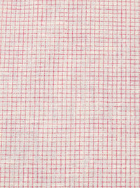 Off-White/Coral Pink 100% Linen Printed Grid Linen Suiting 58W