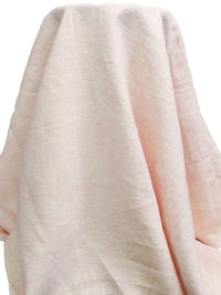 Off-White/Coral Pink 100% Linen Printed Grid Linen Suiting 58W