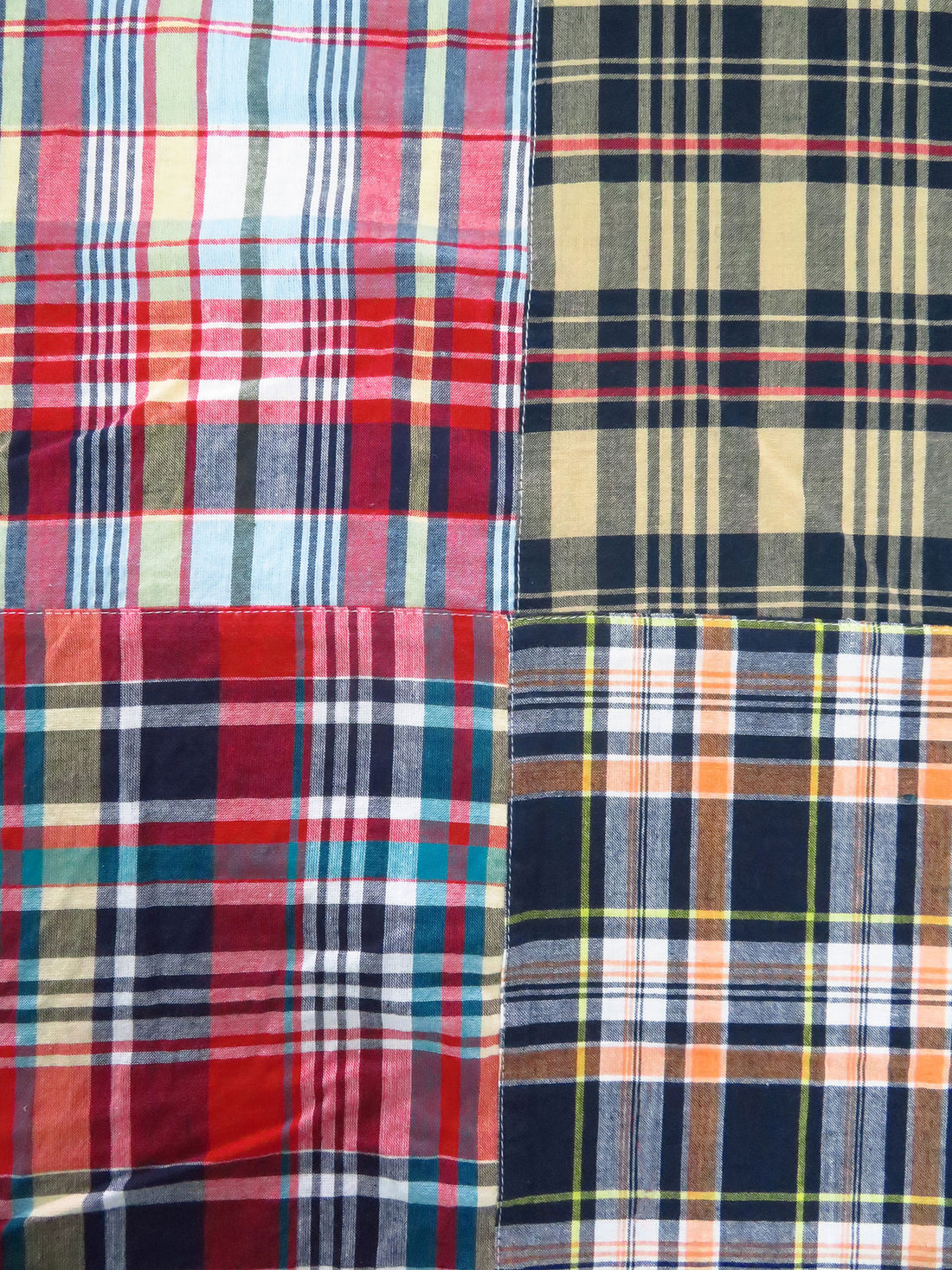 Midnight Navy/Crimson/White/Multi 100% Cotton Madras Plaid Weave Shirt Weight - NY Designer - 58W