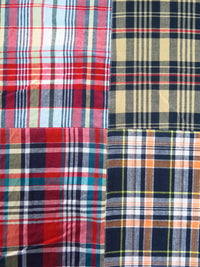 Midnight Navy/Crimson/White/Multi 100% Cotton Madras Plaid Weave Shirt Weight - NY Designer - 58W