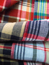 Midnight Navy/Crimson/White/Multi 100% Cotton Madras Plaid Weave Shirt Weight - NY Designer - 58W