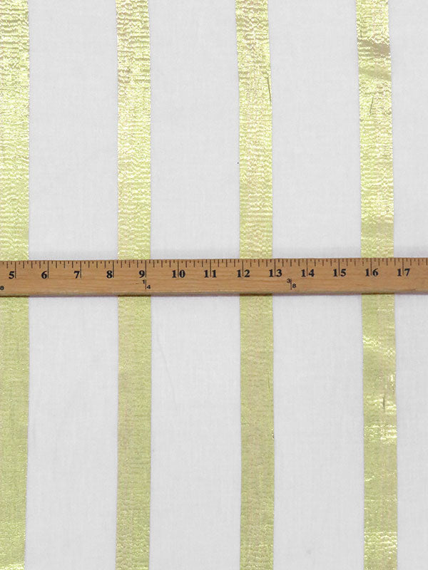 White/Brassy Gold Rayon/Metallic Vertical Stripe Voile 56W